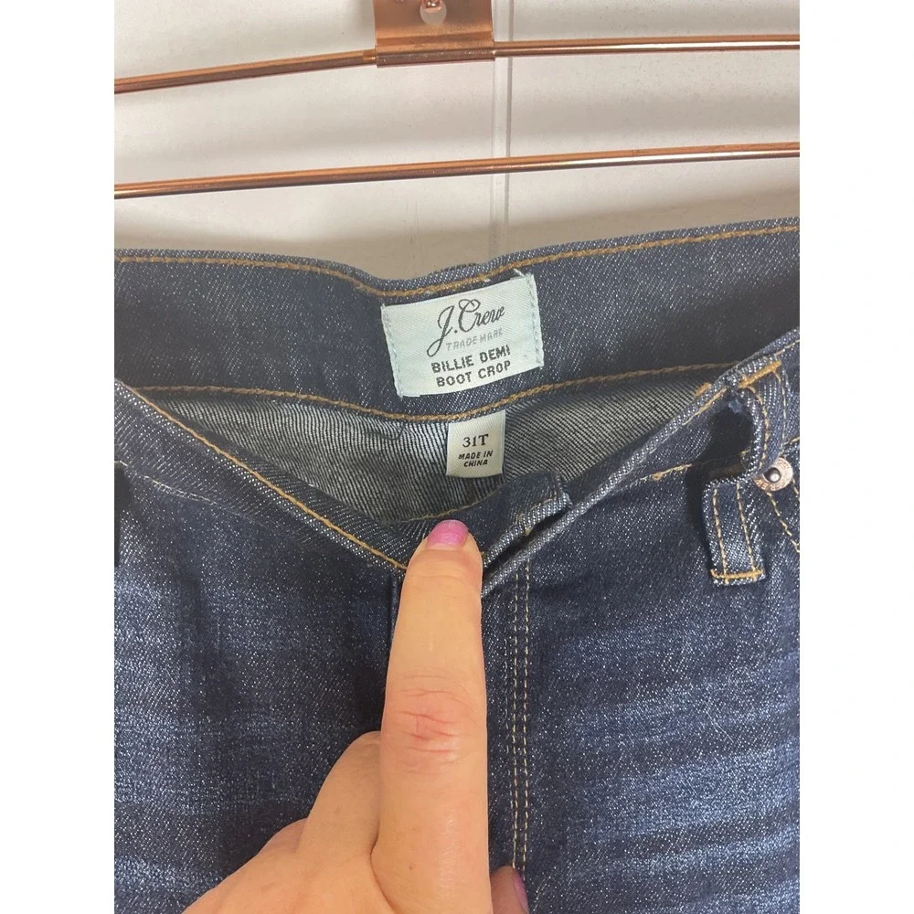 J.Crew Women's Billie Deni Boot Crop Dark Wash Jeans Size 31 Tall‎